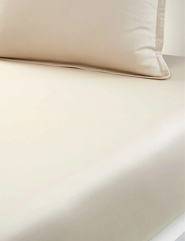 Hugo Boss Almond Loft Textured-design Single Fitted Sheet 90cm X 200cm Super King